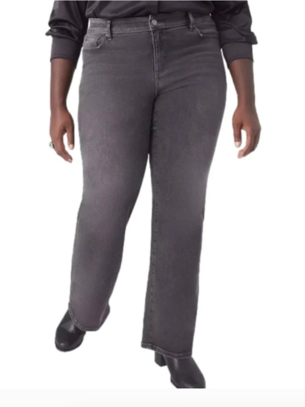 Lane Bryant Mid-Rise Signature Fit Straight Leg Jeans Black Gray 22